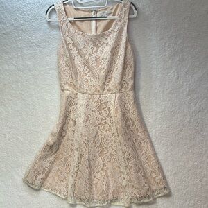LC Lauren Conrad Women’s Cream Lace Midi Dress Size 10